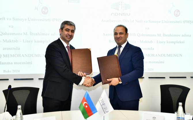 ADNSU ilə Milli Qəhrəman Mübariz İbrahimov adına Biləsuvar Təhsil Kompleksi arasında memorandum imzalanıb - FOTO