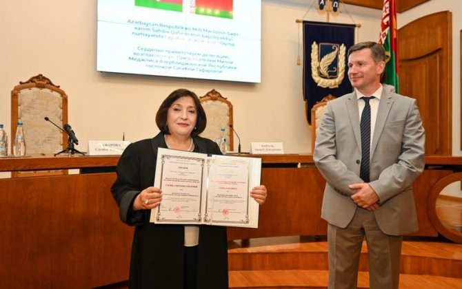 Sahibə Qafarovaya Belarus Dövlət Universitetinin Fəxri professoru adı verilib - FOTO