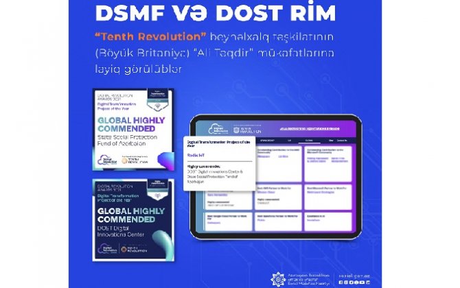 DSMF və DOST RİM  “Tenth Revolution” beynəlxalq təşkilatının “Ali Təqdir” mükafatlarına layiq görülüblər