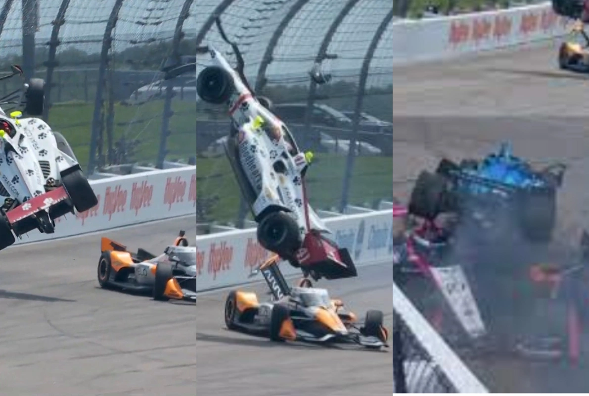 На последнем круге гонки IndyCar произошла авария с участием нескольких машин-ВИДЕО