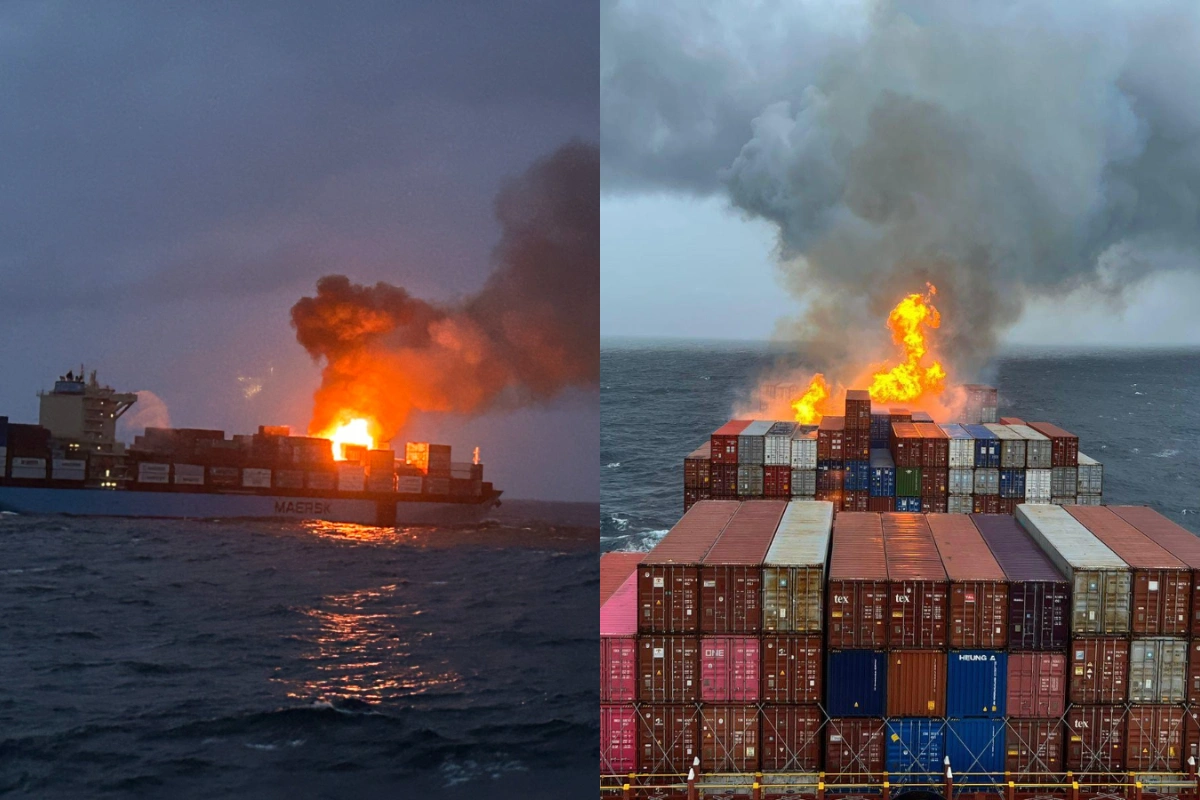У побережья Гоа загорелось судно с опасными грузами-(ВИДЕО-ФОТО)