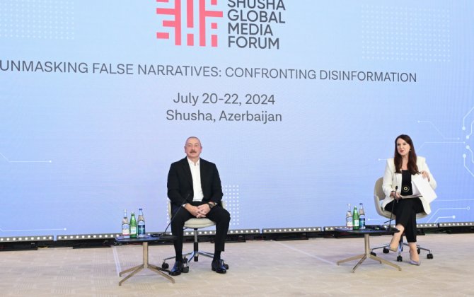 Алиев выступает на ll Шушинском Глобальном медиафоруме. Live