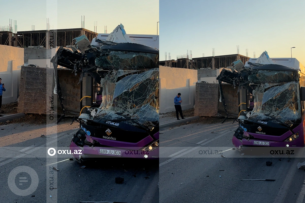 В Баку автобус попал в серьезную аварию-ВИДЕО