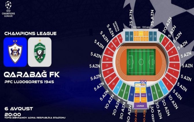 “Qarabağ” – “Ludoqorets” matçının biletləri satışa çıxarıldı