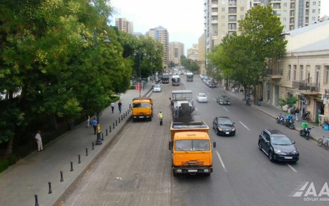 Bakının 28 May küçəsi təmir olunur - FOTO/VİDEO