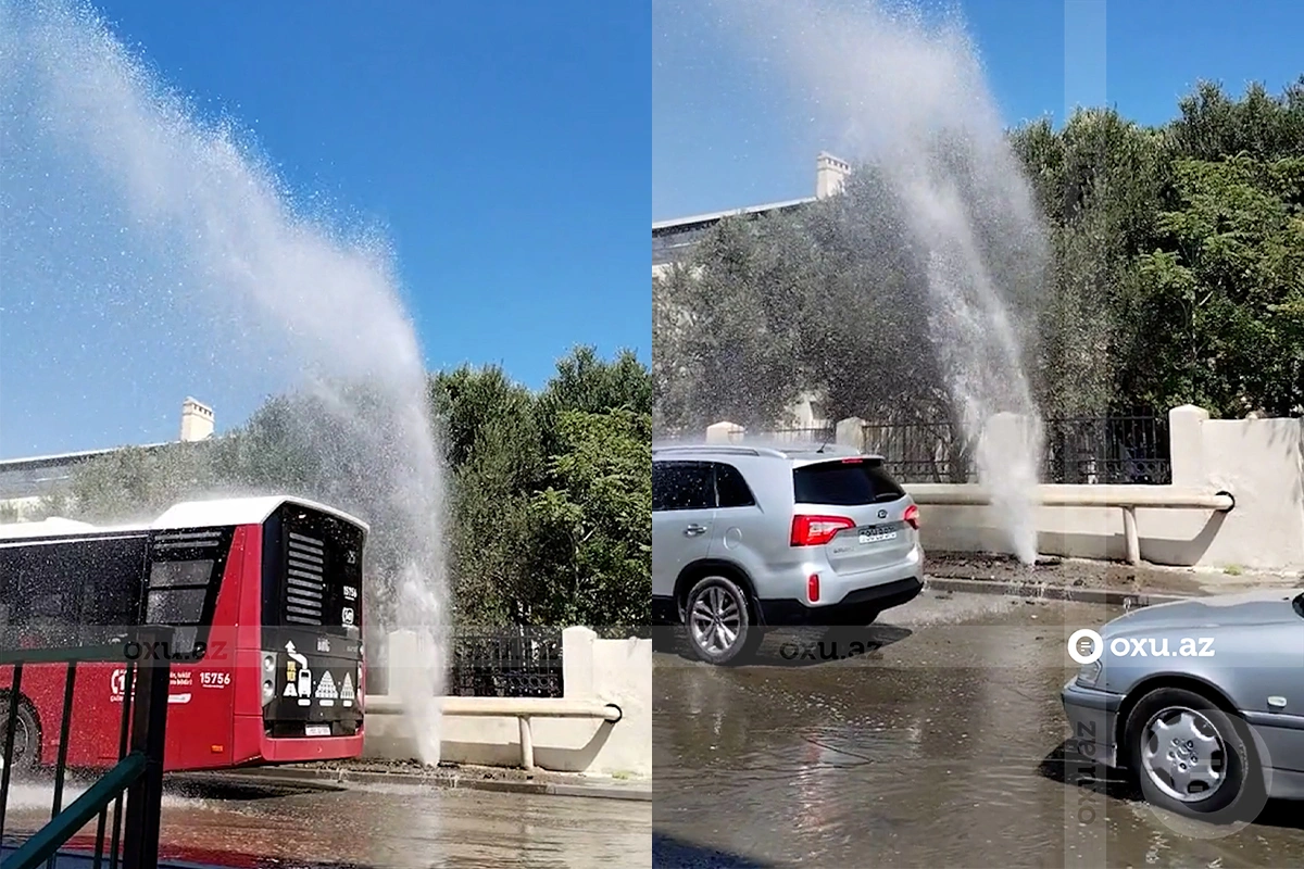 Suyun tapılmayan vaxtı Lökbatanda boru fontan vurdu