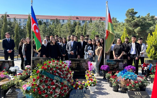 BDU-nun şəhid məzunu Vüqar Məmmədovun məzarı ziyarət olunub - FOTO