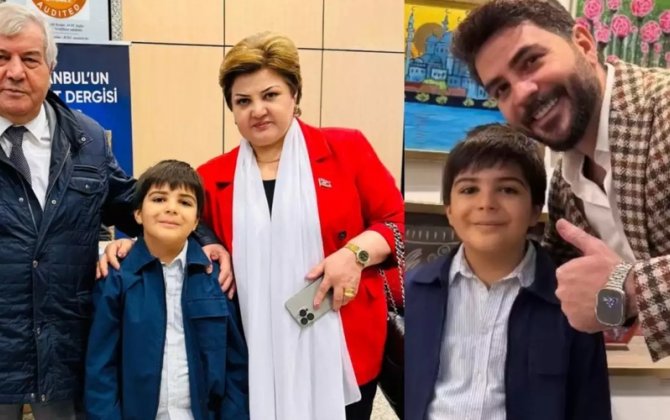 Elçin xanımının ailəsi ilə oğlunun sərgisində