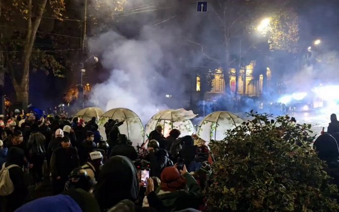 Tbilisidə keçirilən aksiyada polis 50 nəfəri saxlayıb