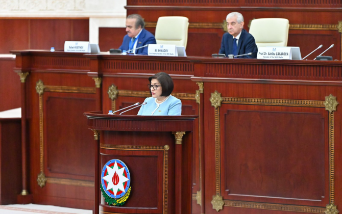 Sahibə Qafarova Beynəlxalq Parlament Konfransında çıxış etdi