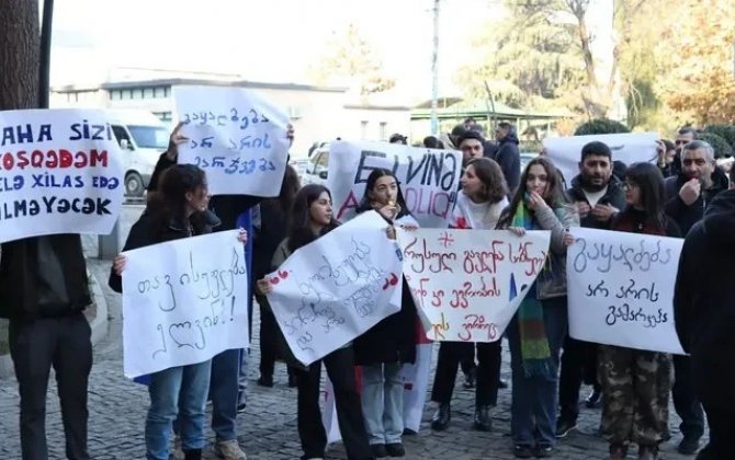 Marneulidə  azərbaycanlı fəallar gürcülərlə birgə İvanişvili hökumətinə qarşı aksiya keçirdi...-FOTO