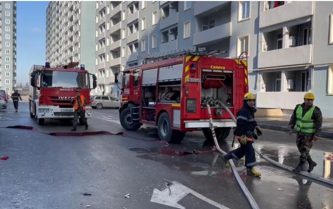 Sarayda yaşayış binasındakı yanğın söndürüldü - FOTO/VİDEO - YENİLƏNİB