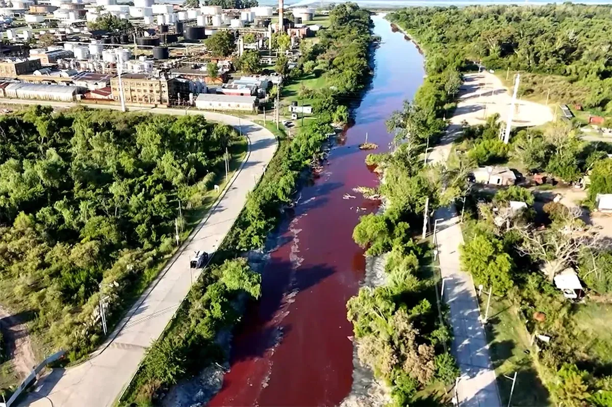 Канал в Аргентине окрасился в кроваво-красный: яркий цвет воды встревожил ученых-ВИДЕО