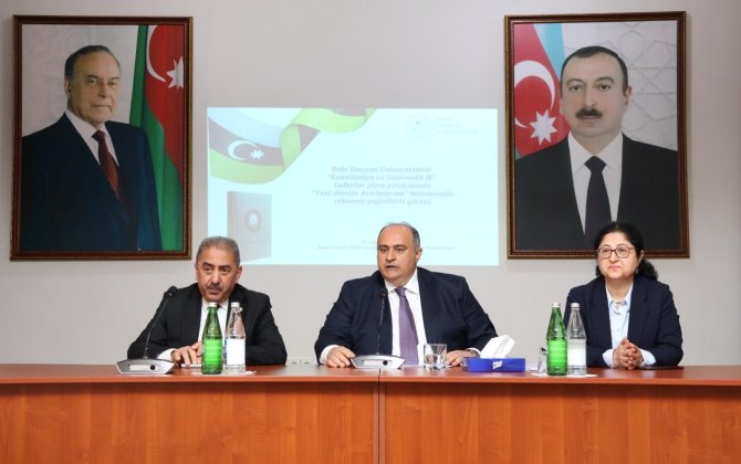 BSU-nun rektoru “Yeni dövrün Azərbaycanı” mövzusunda şagirdlərlə növbəti görüş keçirib - FOTOLAR