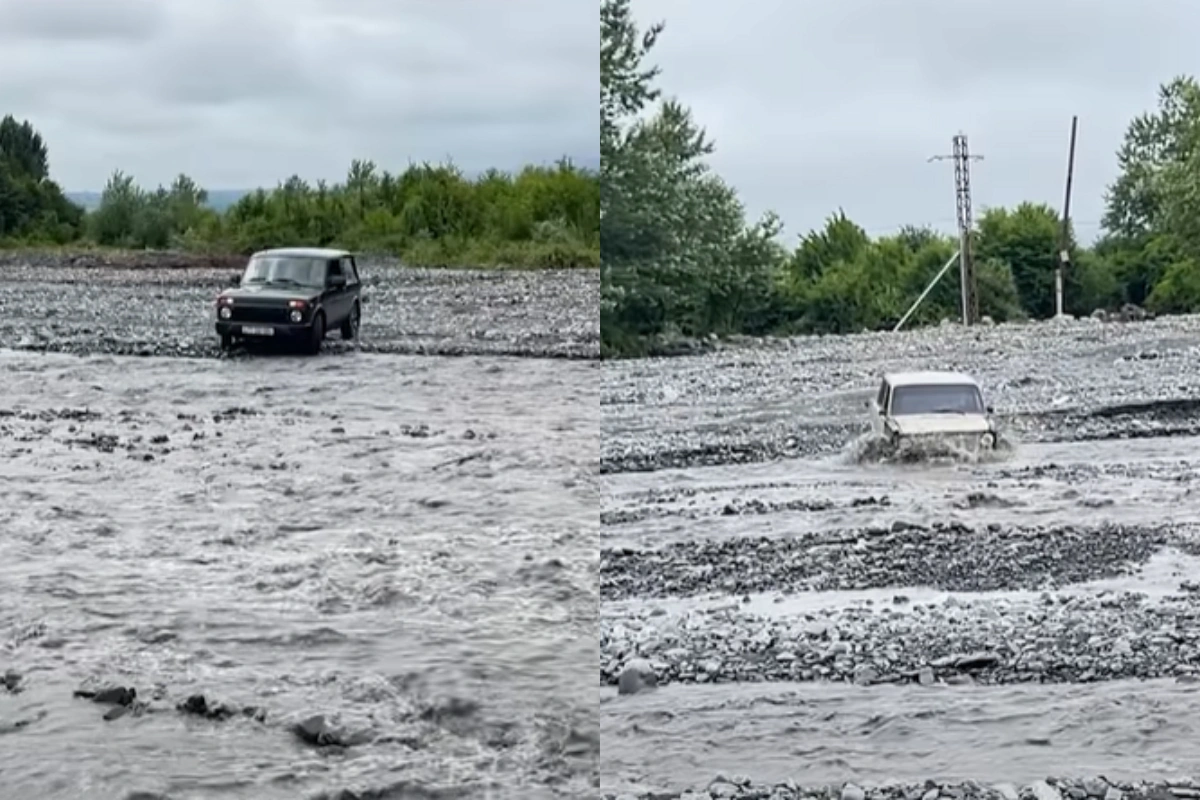 Qəbələdə sel kəndlər arasında əlaqəni kəsdi - Sakinlər çətin durumda qaldılar - VİDEO