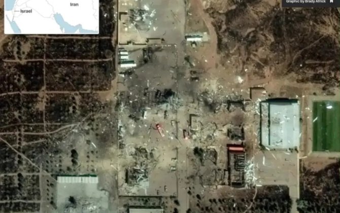 Təbriz yaxınlığında məhv edilən ballistik raket zavodunun görüntüləri yayıldı - FOTO