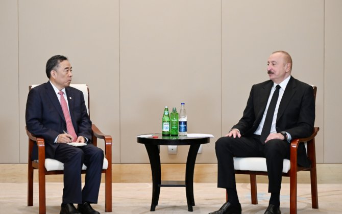 Prezident İlham Əliyev Tiencin şəhərində “CCCC” şirkətinin sədri ilə görüşüb - FOTO