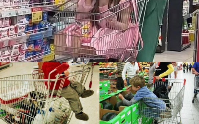 Market arabalarına minib, video çəkənlər - Özbaşınalıq ayaq açıb yeriyir, gigiyena pozulur