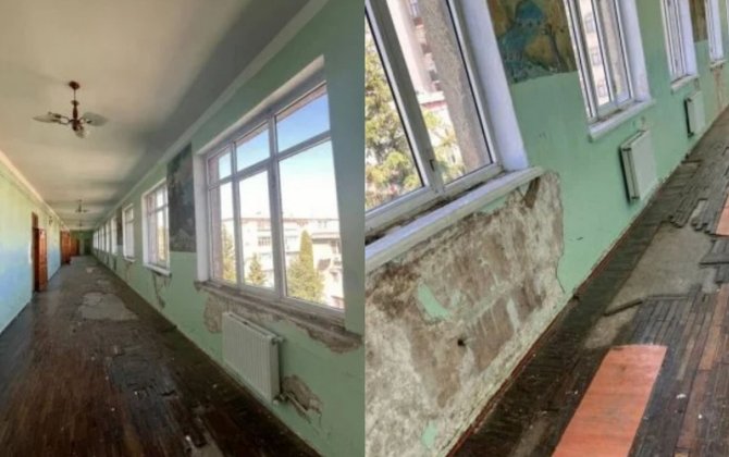 Bakının mərkəzində yerləşən liseydə ACINACAQLI VƏZİYYƏT - FOTOLAR