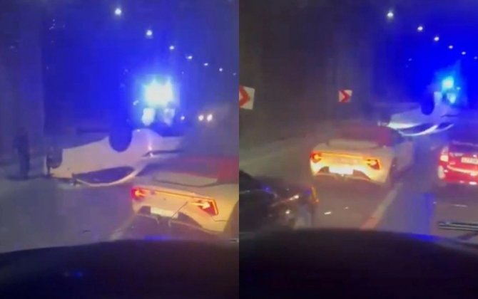 Bakıda idarəetmədən çıxan BYD aşdı - VİDEO