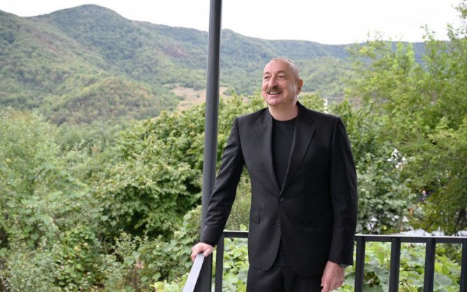 Prezident Xocalı rayonunun Badara kəndində olub - FOTOLAR