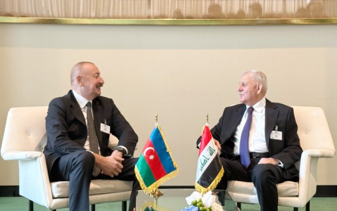 İlham Əliyev BMT-nin Nyu-Yorkdakı mənzil-qərargahında İraq Prezidenti ilə görüşüb - FOTO