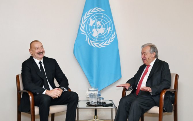 Prezident İlham Əliyev BMT-nin Baş katibi Antonio Quterreş ilə görüşüb - FOTO - YENİLƏNİB 