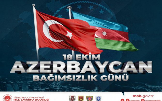 Türkiyənin Müdafiə Nazirliyi Azərbaycanı Müstəqilliyin Bərpası Günü münasibətilə təbrik edib - FOTO