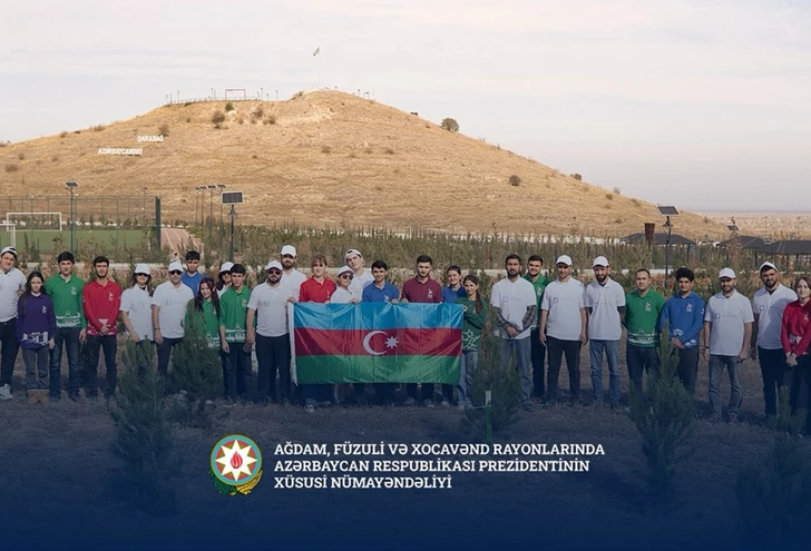 В селе Хыдырлы провели акцию по озеленению в честь 5-летия Победы-ФОТО