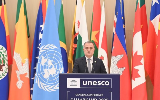 Ceyhun Bayramov Səmərqənddə UNESCO sessiyasında çıxış etdi - FOTO