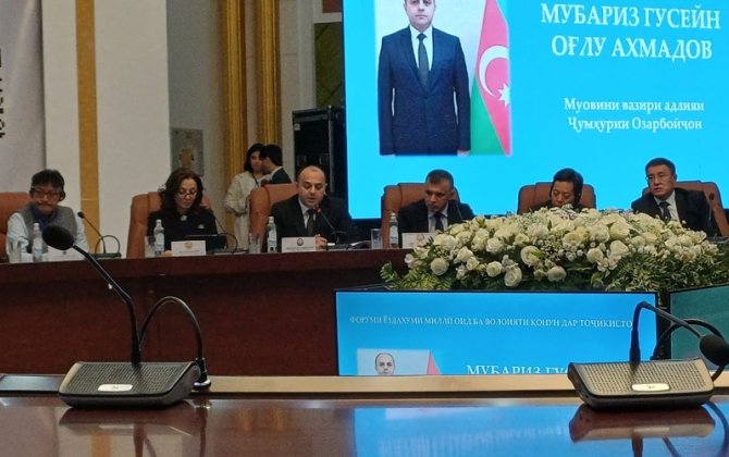 Ədliyyə nazirinin müavini Tacikistanda Hüququn Aliliyi üzrə Milli Forumda iştirak edib - FOTO