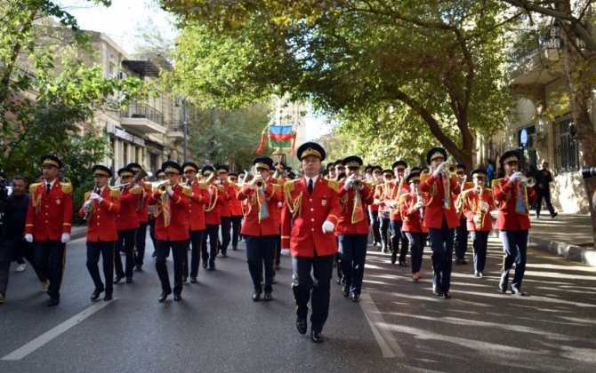 В Сумгайыте начался марш военнослужащих по случаю Дня Победы