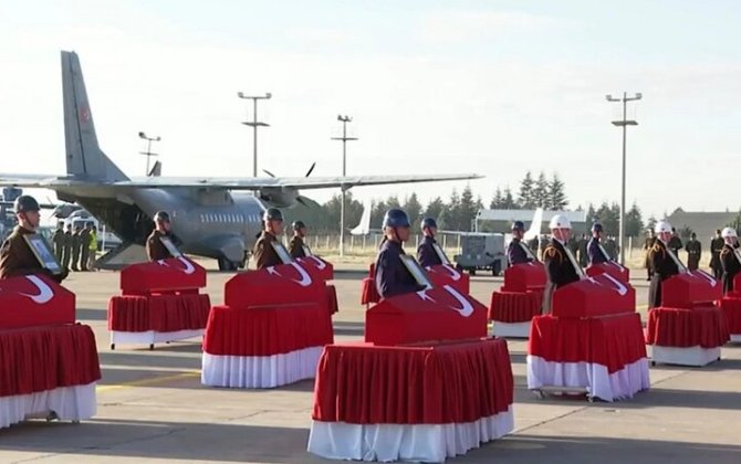 Təyyarə qəzasında şəhid olan hərbçilərlə Ankarada vida mərasimi keçirilir - CANLI