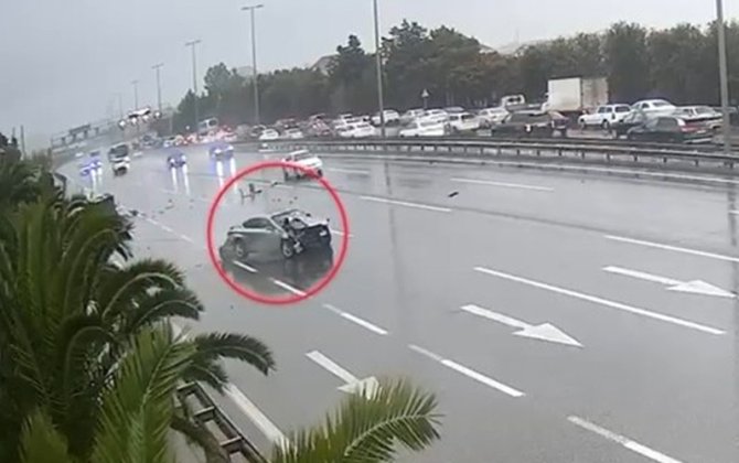 Yağışlı havalarda baş verən qəzaların GÖRÜNTÜLƏRİ