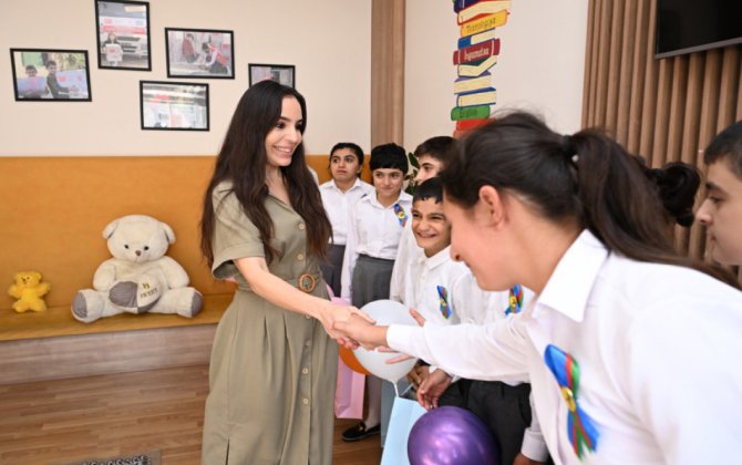 Leyla Əliyeva Lənkəranda internat məktəbində olub - FOTO