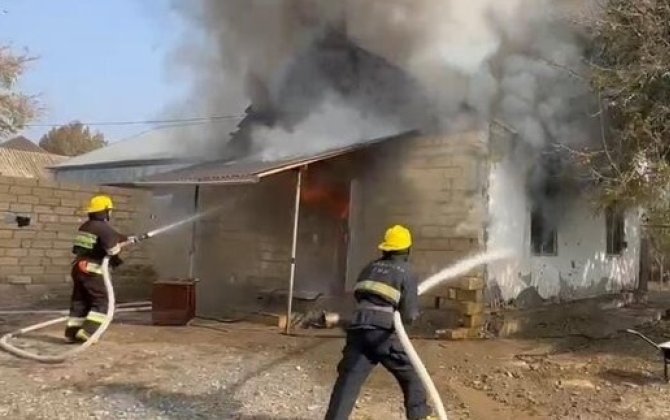 Ağcabədidə 3 otaqlı evdə yanğın oldu - FOTO