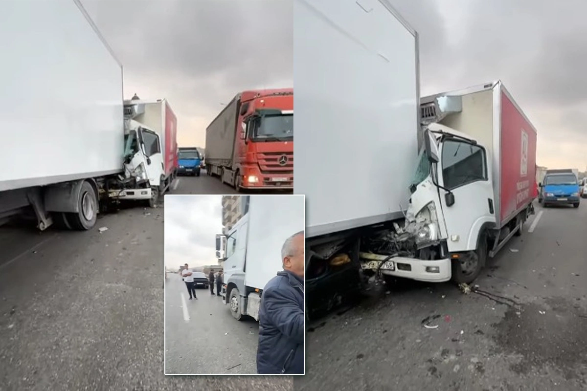 На дороге Баку - Сумгайыт столкнулись два грузовика-ВИДЕО