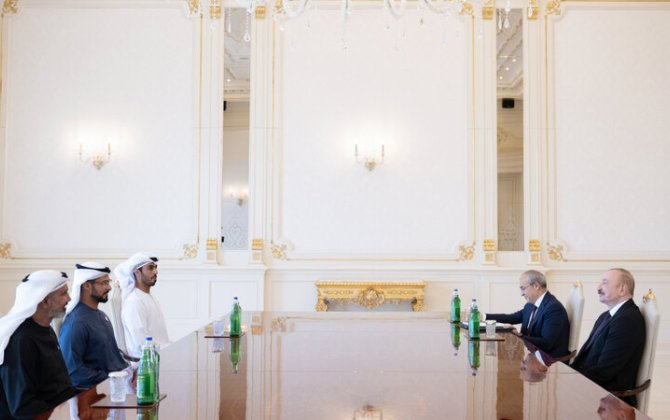 İlham Əliyev Birləşmiş Ərəb Əmirliklərinin bir sıra şirkətlərinin rəhbərlərini qəbul etdi - FOTO