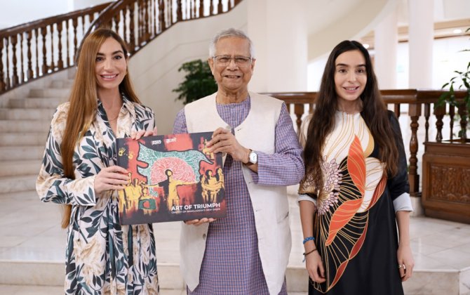 Leyla və Arzu Əliyevalar Məhəmməd Yunusla görüşdülər - FOTO