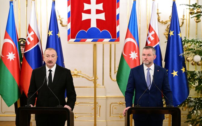Azərbaycan və Slovakiya prezidentləri mətbuata bəyanatlarla çıxış ediblər
