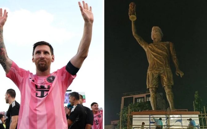 Messi üçün 21 metrlik heykəl ucaldıldı - FOTO