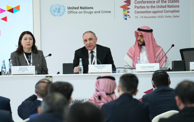 Kamran Əliyevin rəhbərlik etdiyi heyət Dohada BMT tədbirində iştirak edir - FOTO