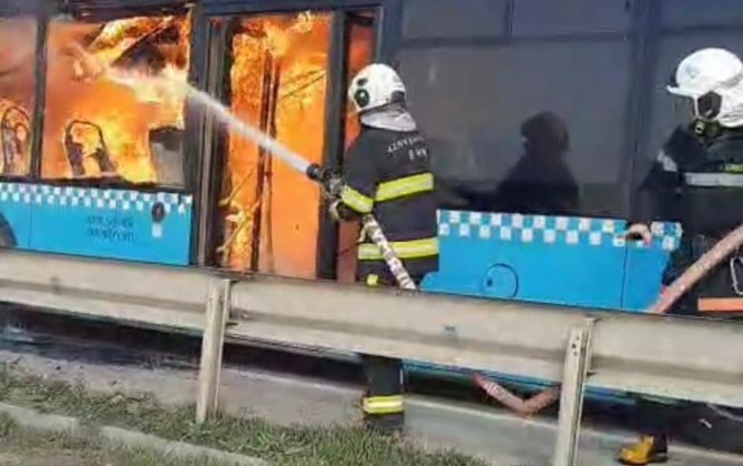 Sarayda avtobus yandı