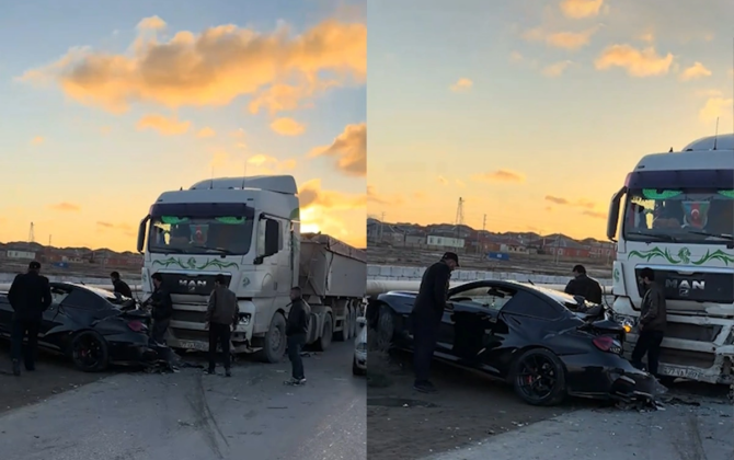 Bakıda BMW yük maşınına çırpıldı - xəsarət alanlar var