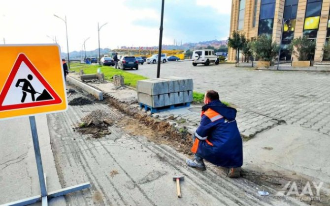 Masazırda bu yol təmir olunur - VİDEO