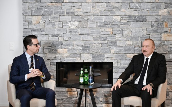 Prezident İlham Əliyev Davosda “Carlsberg Group” şirkətinin Baş icraçı direktoru ilə görüşüb - FOTO