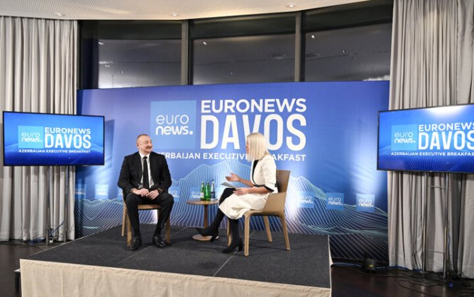 Prezident İlham Əliyev Davosda “Euronews” televiziyasına müsahibə verdi - FOTO - YENİLƏNİB