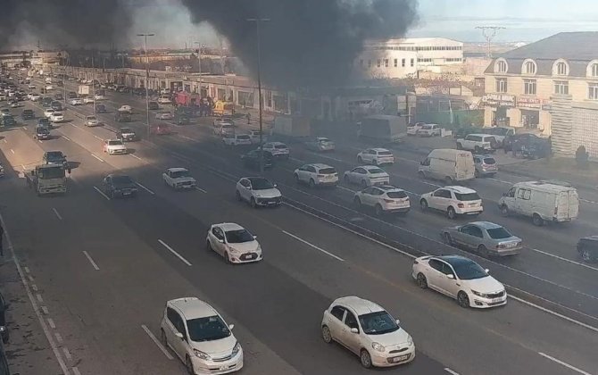 Ziya Bünyadov prospektində obyekt yanır - YENİLƏNİB + VİDEO