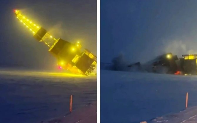 На Аляске обрушилась гигантская буровая установка