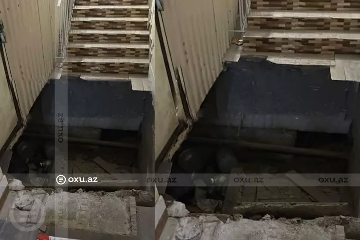 Bakıda binanın bloku çökdü - VİDEO